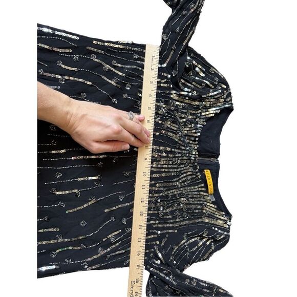 Alice + Olivia Mini Dress Sequin Beaded size XS Black - Picture 5 of 16